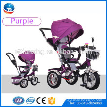 Caliente ! Triciclo para niños de 2 plazas para gemelos / dos asientos triciclo para bebés gemelos y Canopy y cinturón de seguridad